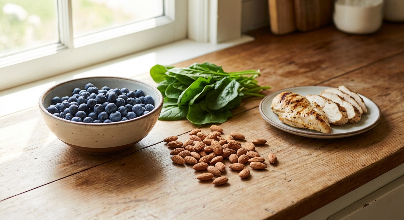 Assortment of brain-healing foods that support dopamine production