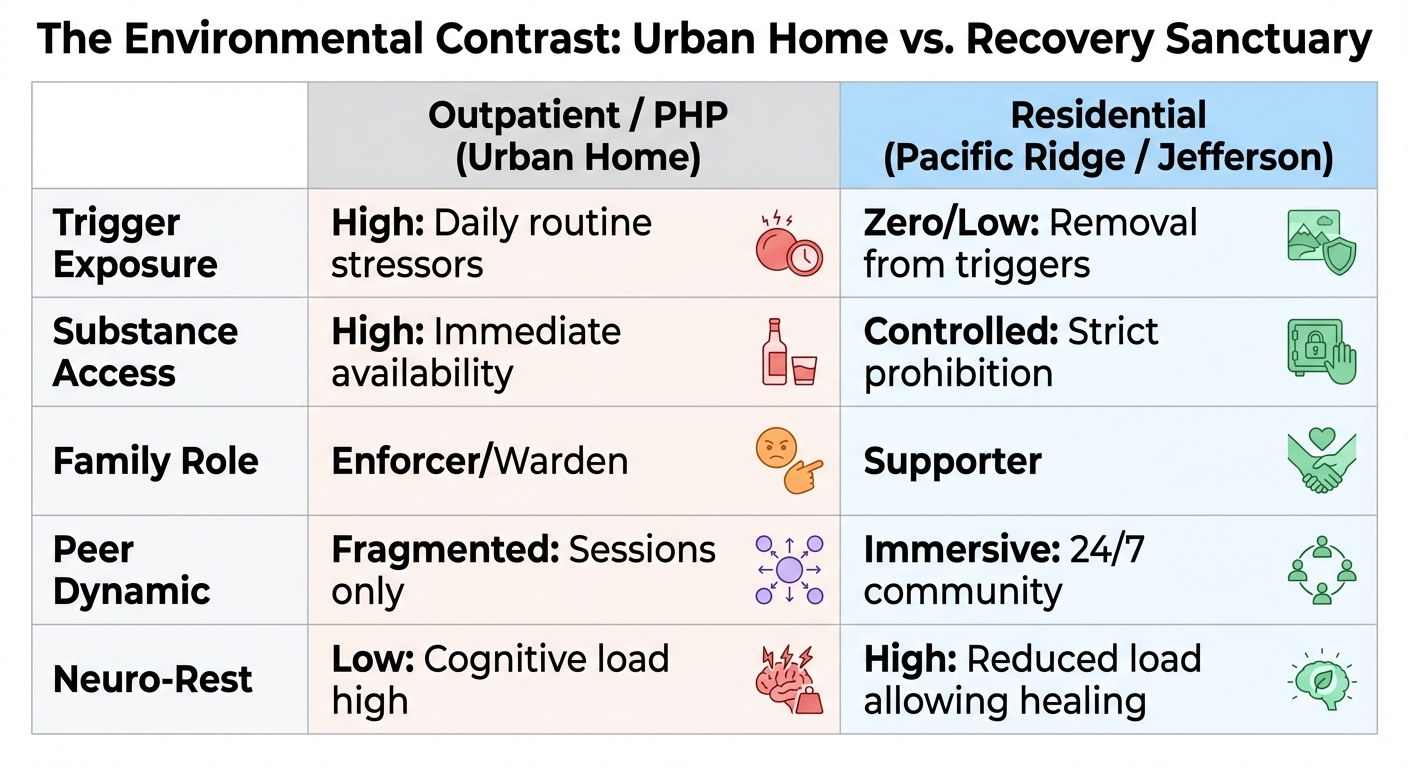 The Environmental Contrast: Urban Home vs. Recovery Sanctuary