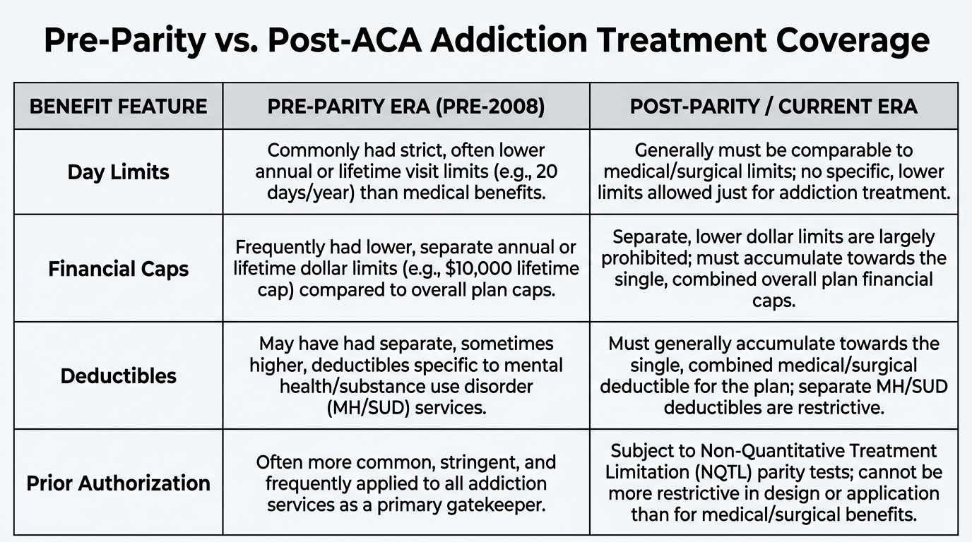 Pre-Parity vs. Post-ACA Addiction Treatment Coverage