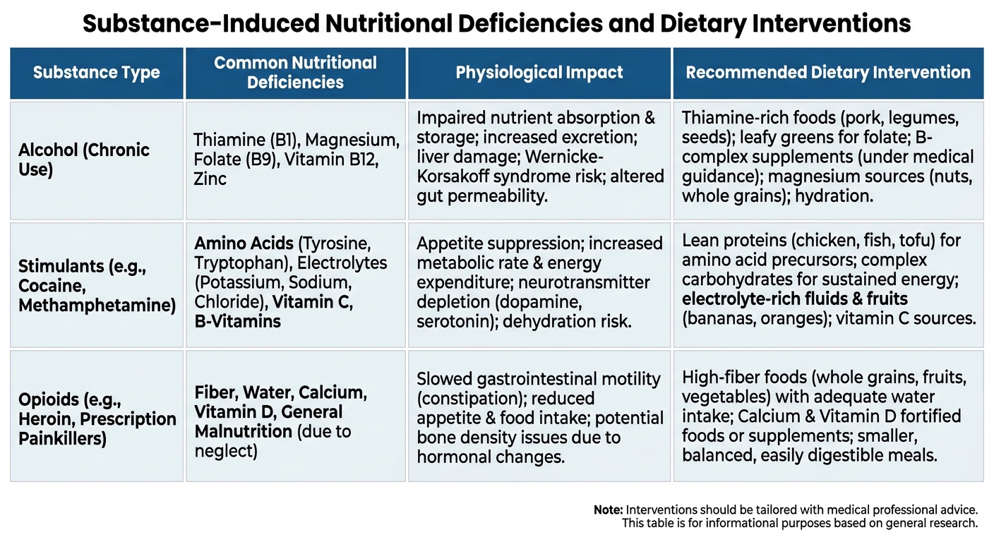 Substance-Induced Nutritional Deficiencies and Dietary Interventions
